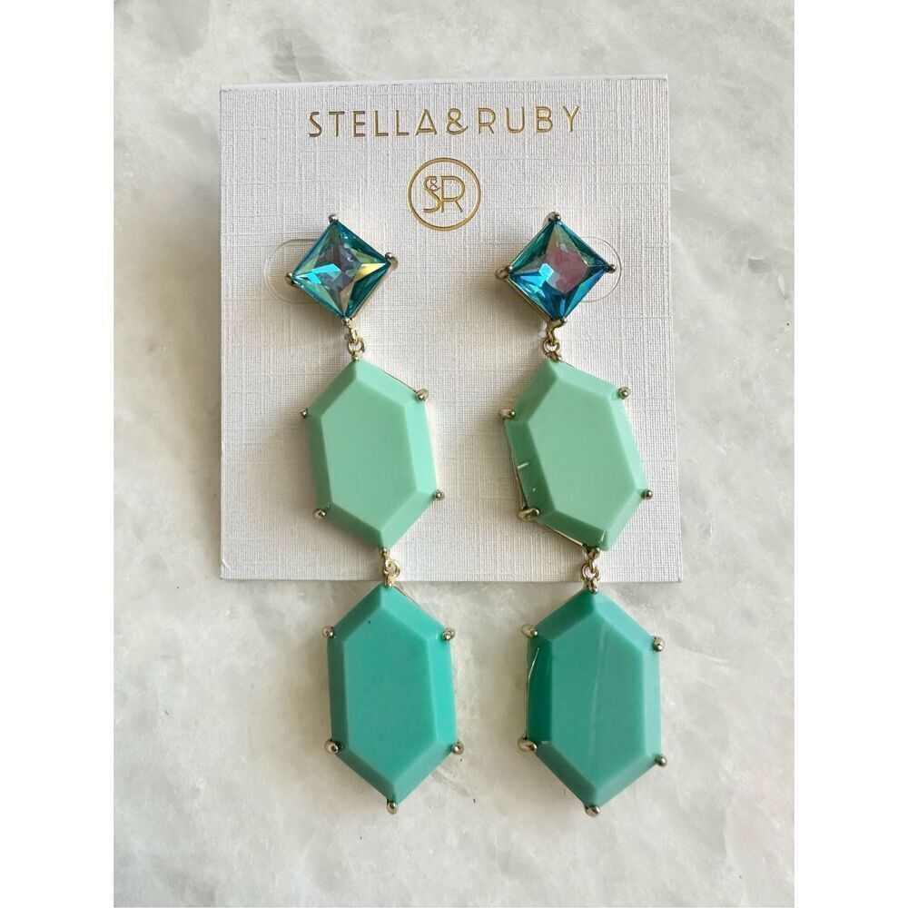 Stella and Ruby shades of blue dangle earrings ￼